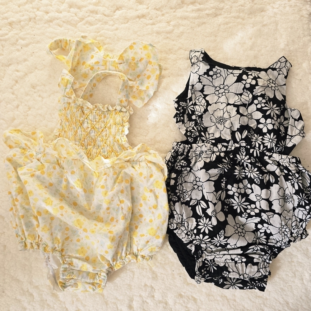 Joie Floral Yellow and Black Kids Bodysuits
